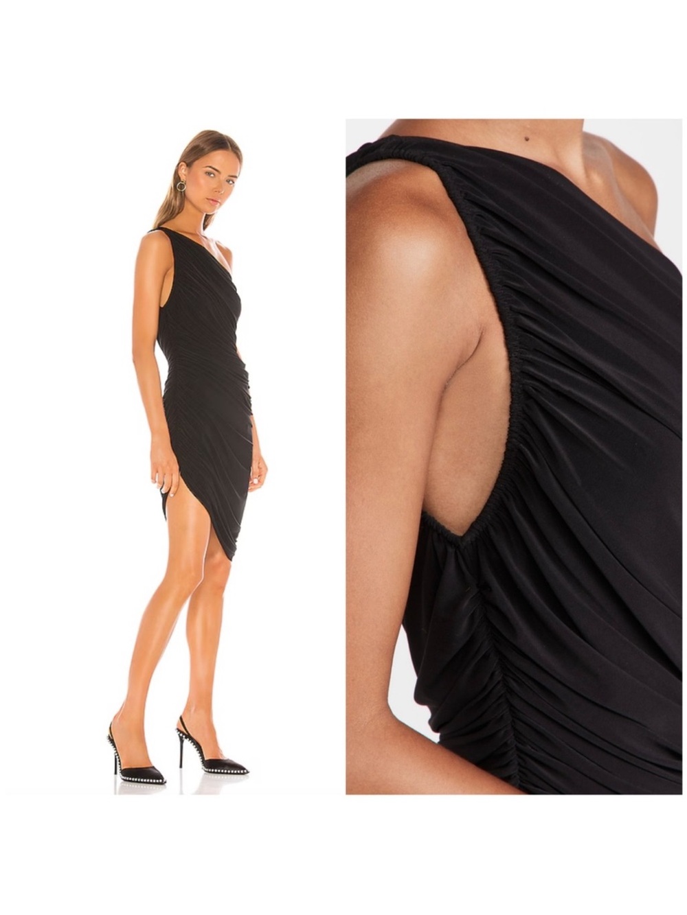 Norma kamali diana mio ruched one shoulder mini dress L